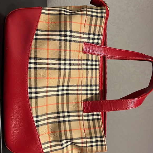 Burberry Red Haymarket Check Canvas Small - Picture 4 of 6